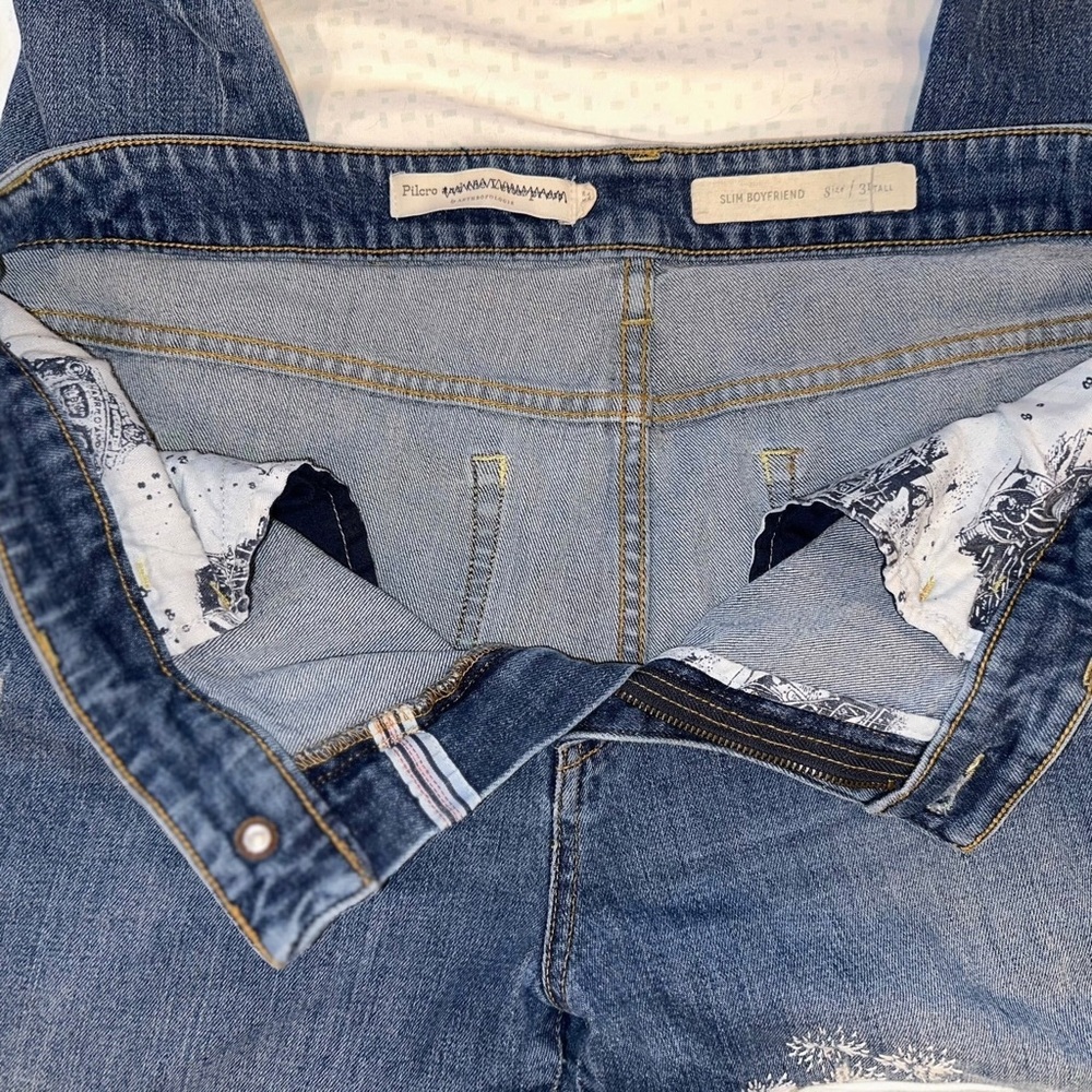 Anthropologie Pilcro & The Letterpress Slim Boyfriend Blue Denim Jeans 31 Tall - Picture 2 of 10